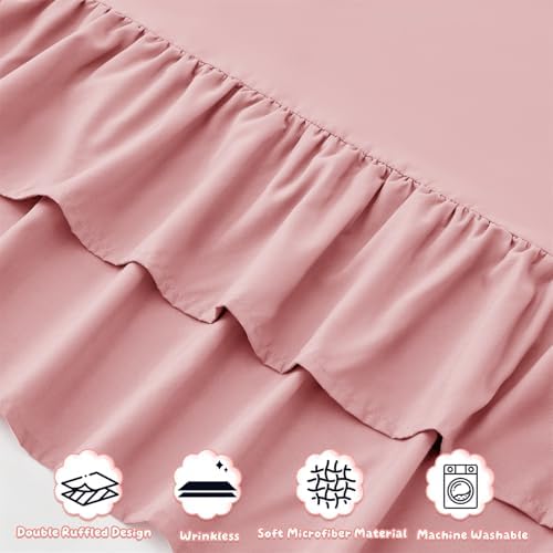 Ruffled Crib Bed Skirt, Light Pink, Soft Double Layer - Image 7