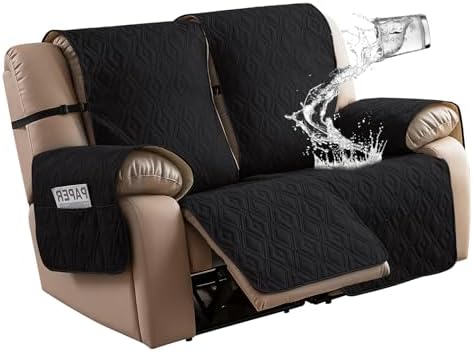 Genina Black Waterproof Loveseat Recliner Cover, Sofa Cover by Genina