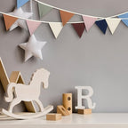 Oudain 2 Pcs Pennant Banner Flags Nursery Garland Triangle, Neutral Color - Image 5