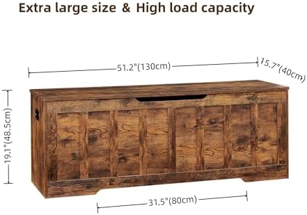 VANKILEY 51.2" Storage Chest Extra Large, Wooden Storage Bench - Image 3