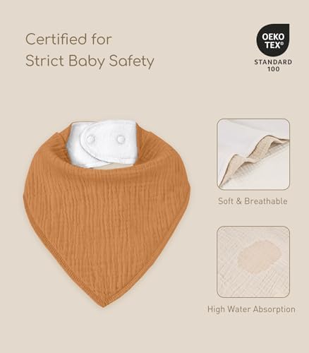 8 Pack Muslin Baby Bandana Bibs - Image 5