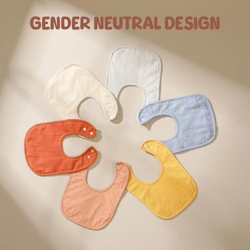 POIKSHARK 6-Pack Muslin Baby Bibs - Image 6