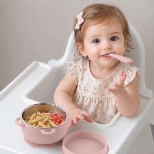 Bakpoco 2-in-1 Stainless Steel Baby Bowls, Leak-Proof Lids & Suction Silicone - Image 2