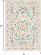 5x7 Pink Floral Nursery Rug, Machine Washable Non Slip Soft Faux Wool Carpet - Image 2