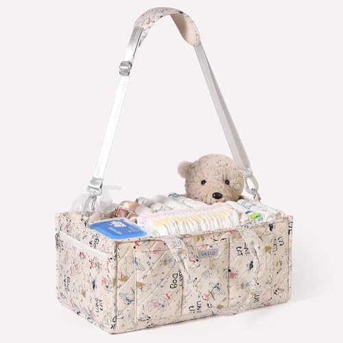 Colorful Cute Cartoon Animal Prints Baby Diaper Caddy Organizer, Large Storage by VKSAO
