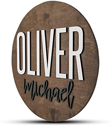 Custom Round Nursery Name Sign, Personalized Wooden Wall Plaque, Baby Shower by HickoryHollowDesigns