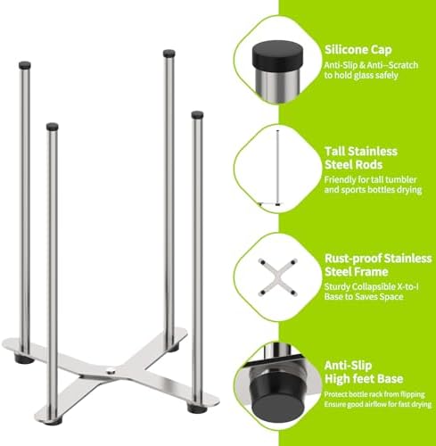 Plastic Bag & Bottle Drying Rack, Wine Decanter Drying Stand - Image 3