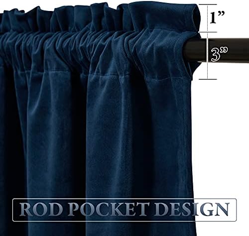 StangH Navy Blue Tassel Velvet Valances Curtains 52x18 Inch, 2 Panels - Image 3