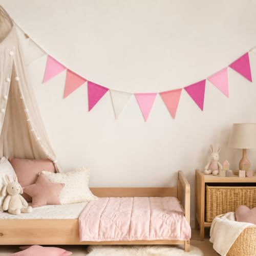 G2PLUS Pennant Banner Triangle Flag Bunting Garland Pink Banner Flags 36PCS - Image 5