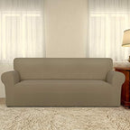 PureFit Stretch Couch Covers for Sofa Large Sofa Slipcovers Tan - Image 2