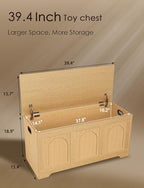 DINZI LVJ Storage Chest, Wooden Toy Box, Natural 39.4" - Image 3