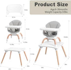 High Chair, 7 in 1 Wooden Baby High Chair - Image 6