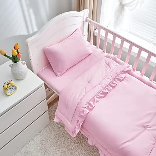 3 Pieces Crib Bedding Set Baby Ruffle Quilted Comforter - Image 7