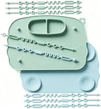 2-Pack Silicone Baby Mats with 8 Stretchable Straps & Suction Cups by Hepotk