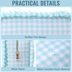 Ruffled Makeup Bag, Mint Gingham - Image 4