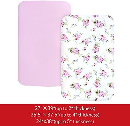 Pack and Play Sheets Girl, Mini Crib Sheets, Stretchy Playard Fitted Sheet - Image 5