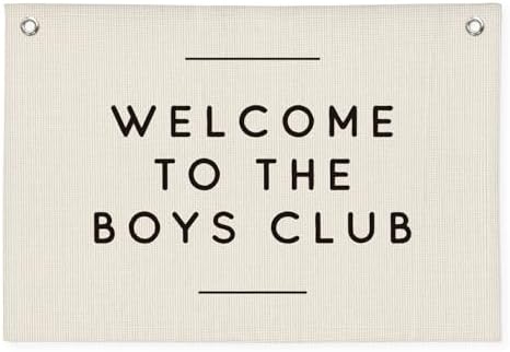 Boys Club Banner, Boys Playroom Kids Room Decor, Playroom Essentials, Linen by Wheatwin