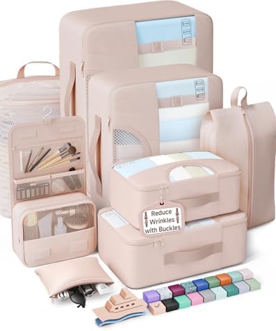 Veken 8 Set Packing Cubes for Travel Essentials, Anti-Wrinkle Buckled Suitcase by Veken