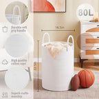 Artfeel Laundry Basket, Woven Cotton Rope Laundry Hamper, 80L - Image 6