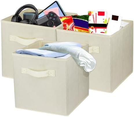 3 Pcs Storage Cubes, 10.5 Inch Collapsible Storage Bins, Fabric Foldable Bins by Zuihug