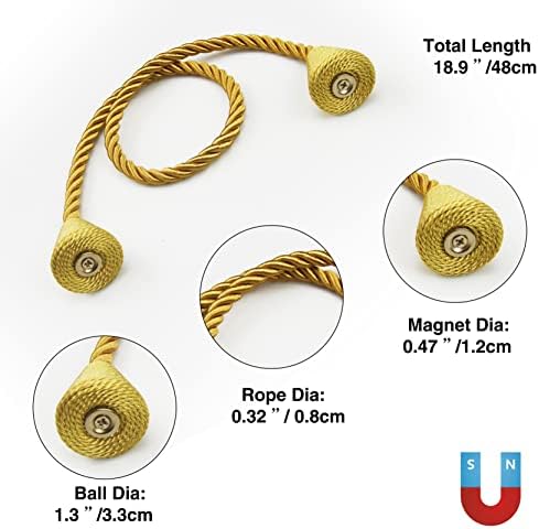 Magnetic Curtain Tiebacks Rope Decorative Holdbacks - Image 3