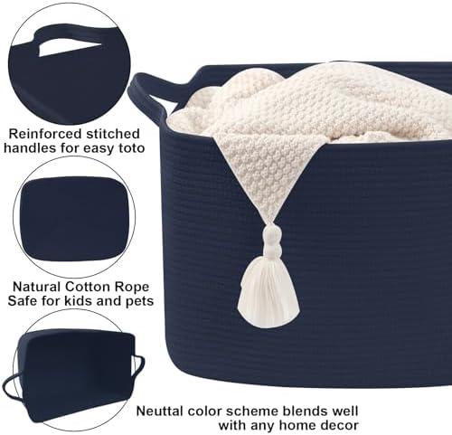 96L Woven Laundry Basket with Handles, Extra Blanket Basket - Image 3
