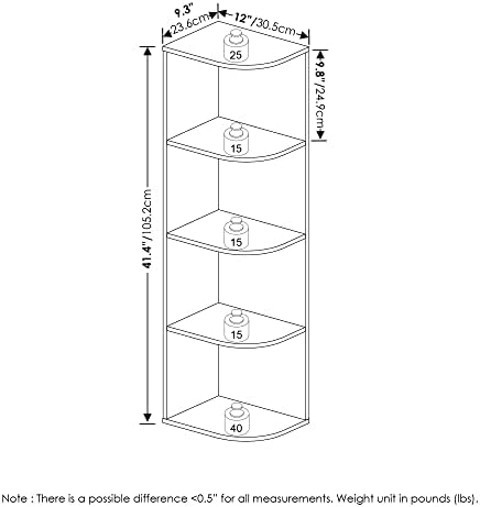 Furinno Pasir 4-Tier Corner Open Shelf Bookcase - Image 3