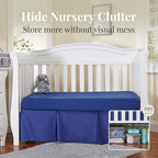EVERYDAY KIDS Navy Blue Pleated Crib Skirt; 100% Natural Cotton Nursery Crib - Image 3