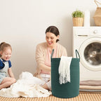 Woven Cotton Rope Laundry Basket, 15x20 Laundry Hamper, Dark Green - Image 4