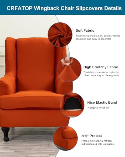 CRFATOP Wingback Chair Covers Wing Armchair Slipcovers - Image 2