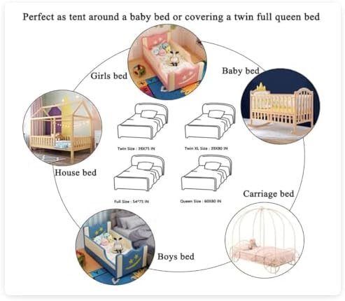 Bed Canopy with Star Lights, Extra Large Dome Mosquito Net Reading Nook Bed - Image 7