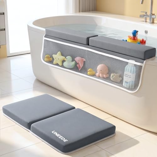 UNEEDE Baby Bath Kneeler & Elbow Pad Set, 1.5" Thick Memory Foam Bath Mat by UNEEDE