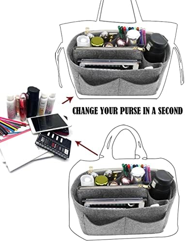 LEXSION Felt Purse Organizer Insert, Tote Bag Shaper Dividers - Image 4