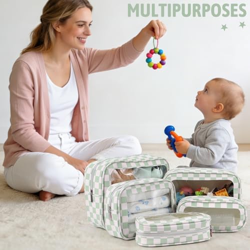 5PCS Diaper Bag Organizer Pouch Set, TSA Approved Toiletry Bag, Waterproof TPU - Image 2