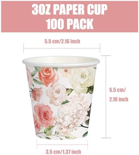 WRAPAHOLIC 3oz Rose Floral Bathroom Cups - Image 2