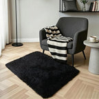 Black Fluffy Shag Rug, Machine Washable Non Slip Plush Floor Carpet - Image 6