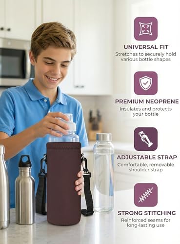 AUPET Water Bottle Bag Carrier, 24oz/32oz Insulated Neoprene bottle Sling - Image 3