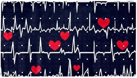 Shower Mat Non Slip 26.8 x 15.1 Inches, Heart Beat Bathtub Mat Shower Stall Mats by Anna+Cowper