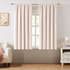 ZJDECOR Pink White Striped Window Curtains 63 Inch Long, Back Tab Rod Pocket - Image 2
