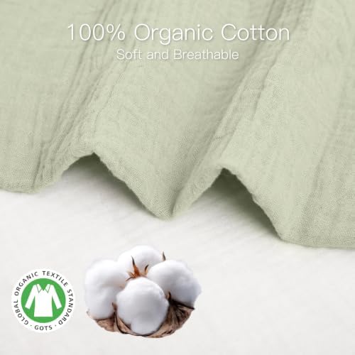 Organic Pack and Play Sheets Fitted 38”x26” 100% Muslin Cotton, Mini Crib - Image 4