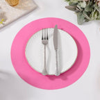 SHACOS 100 pcs Ultra Pink Round Disposable Placemats 13 inch Colored Paper - Image 7