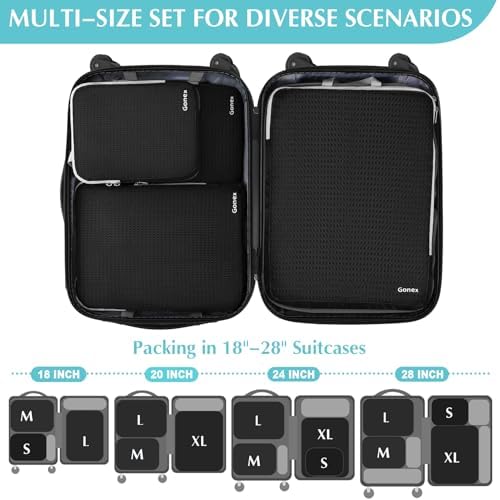 Gonex Compression Packing Cubes, 4-Piece Expandable Travel Organizers - Image 5