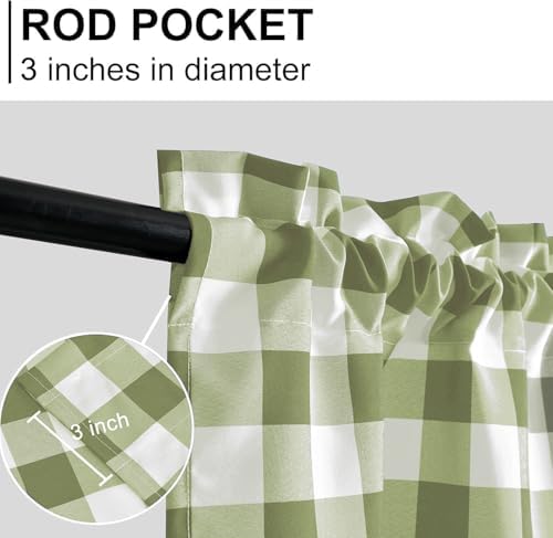 Hiasan Plaid Curtains Valances, Sage Green and White, 52W x 18L, 1 Panel - Image 4