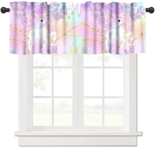 Fantasy Unicorn Valance Curtain, Fairy Tale Flowers Pink Blue Purple Rainbow - Image 6