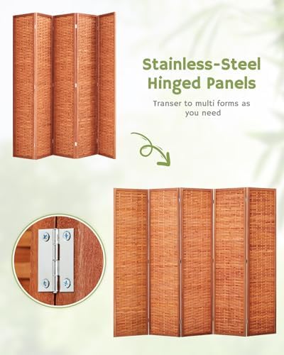 JOSTYLE Bamboo Room Divider, 5-Panel Folding Privacy Screen - Image 7
