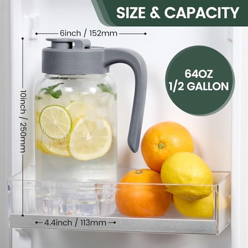 Mason Jar Pitcher, 64 oz, Glass Pitcher - Image 3