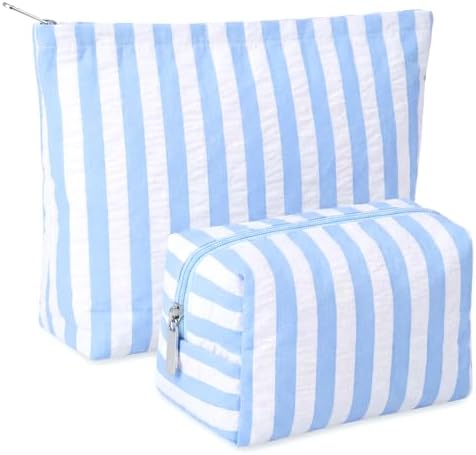 Huhumy 2 Pcs Makeup Bag Set for Women, Wide Stripe by Huhumy