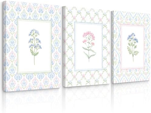 Wildflower Nursery Wall Art Decor Baby Girl Room Canvas Prints Pastel Floral by Unknown