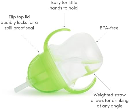 Munchkin Any Angle Sippy Cup for Toddlers, Spill Proof Weighted Straw Cup - Image 3