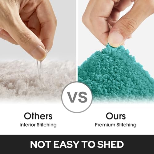 HOMEIDEAS Bathroom Rugs Sets 2 Piece, Super Soft Non Slip Bath Mat Teal - Image 6